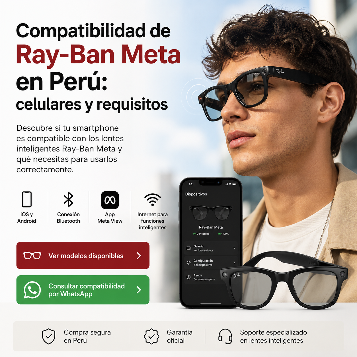 Compatibilidad de Ray-Ban Meta en Perú - Celulares compatibles